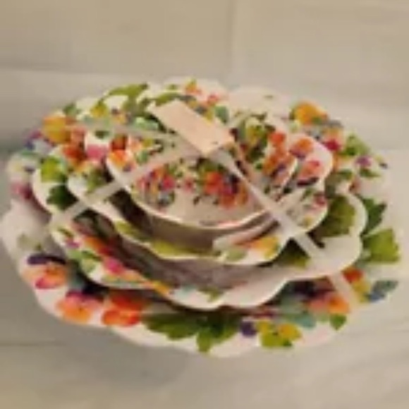 4pc Rachel Zoe Nesting Bowls Melamine Flower Bloom Multicolor Serving Spring Set - Picture 5 of 12